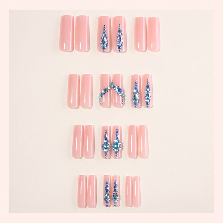 Decorative Press-On Nail Art Set with Gemstone Accents Bowlift