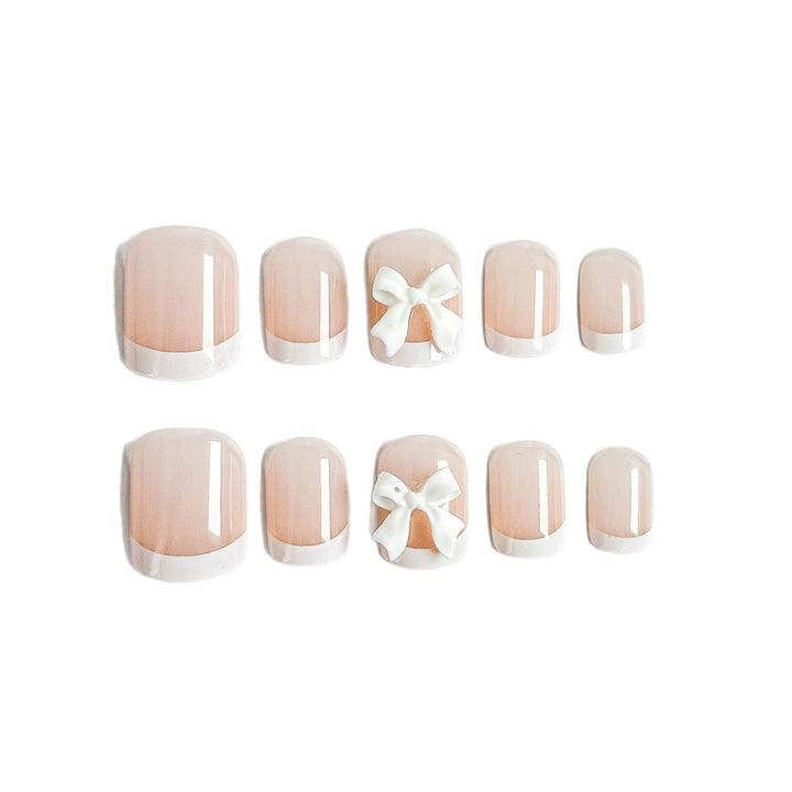 Nail Art Fake Nails Set with Elegant Bow Accents Bowlift