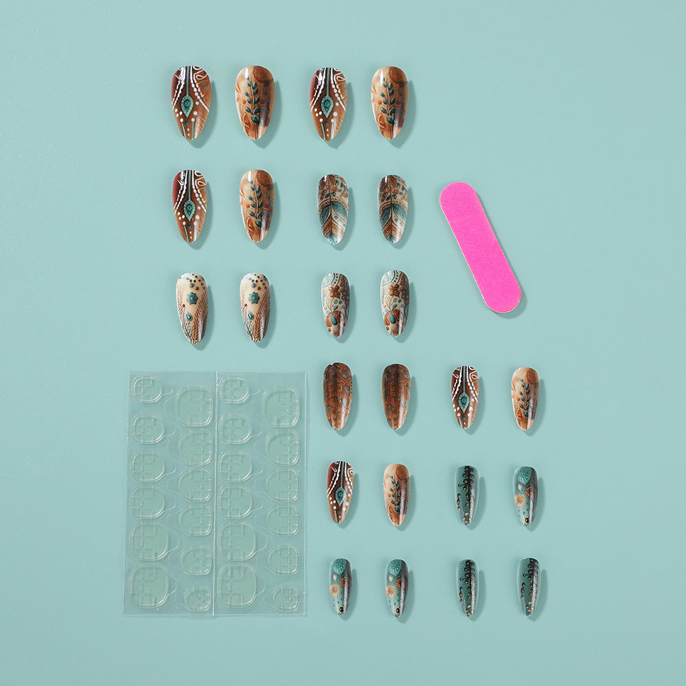 Artificial nails in ethnic design Bowlift