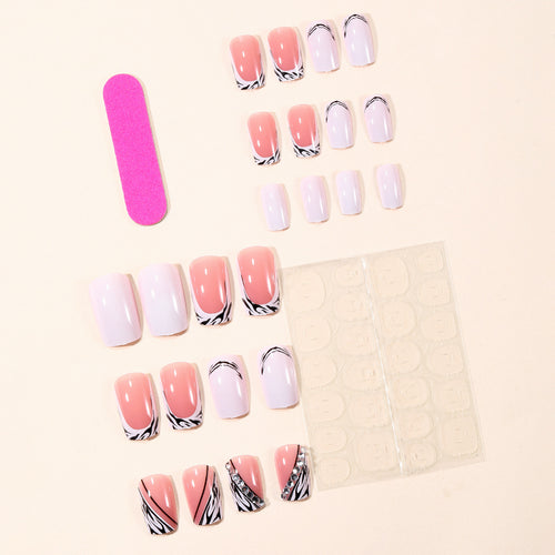 Stylish Zebra Print Acrylic Nail Art Extensions Bowlift