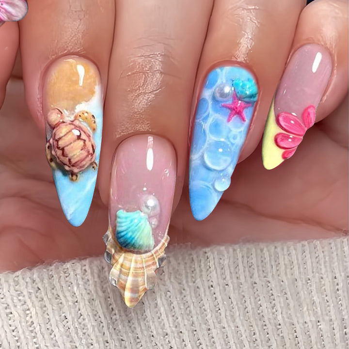 Creative Ocean-Themed Nail Art Extensions Bowlift