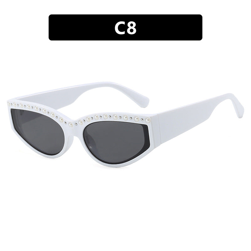 Women's Cat-Eye Sunglasses with Sparkling Rhinestone Accents and Animal Pattern Bowlift