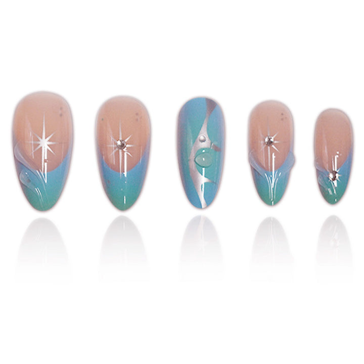 Artistic Stiletto Press-On Nail Extensions with Unique 3D Design Bowlift