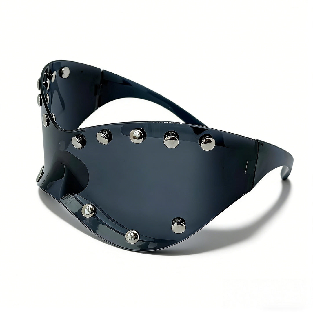 Women's futuristic designer sunglasses with decorative metal elements Bowlift