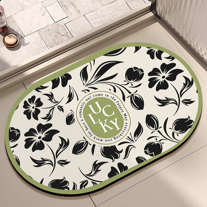 Floral Patterned Bath Mat Bowlift