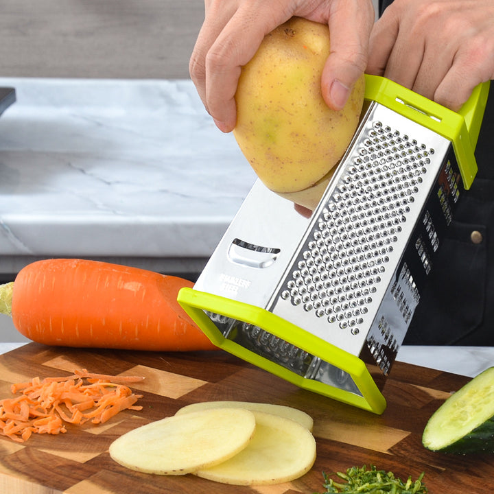 Multifunctional Stainless Steel Kitchen Grater with Non-Slip Handle Bowlift