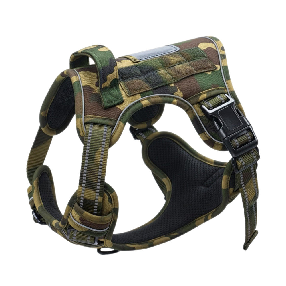 Padded no-pull tactical dog harness with sturdy handle and reflective trim Bowlift