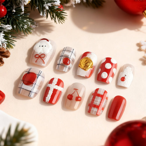 Seasonal Holiday-Themed Press-On Nail Set Bowlift