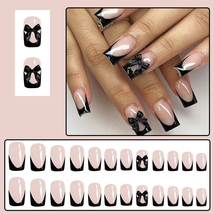 Artificial nail set with glamorous bow decorations Bowlift