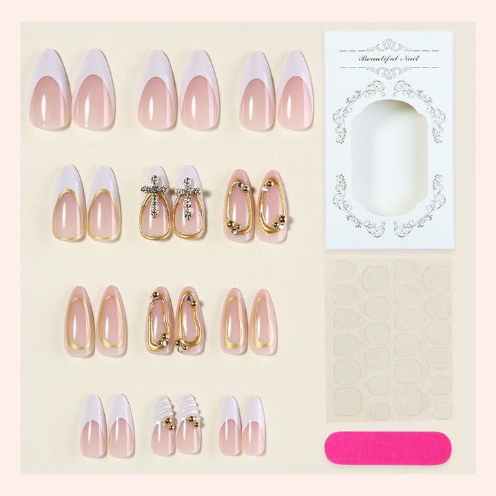 Artistic Press-On Nail Set with Elegant Design Accents Bowlift