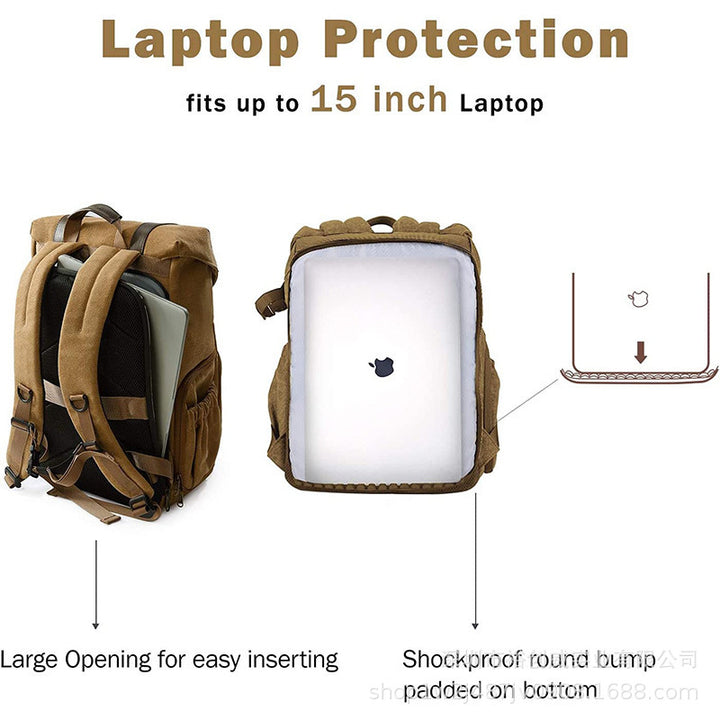 Vintage Canvas Travel Backpack Bowlift