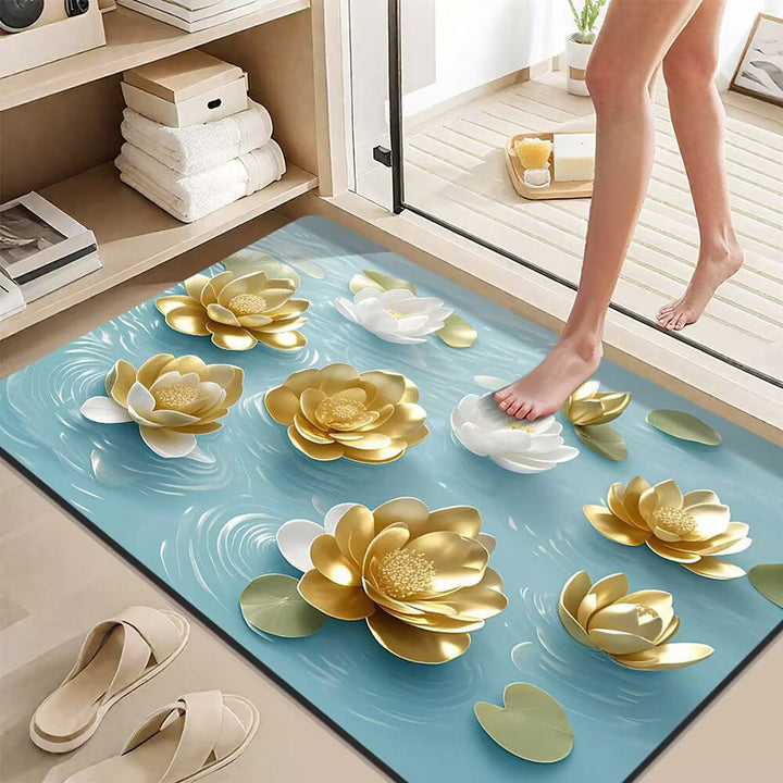 Elegant Lotus Flower Bath Mat Bowlift