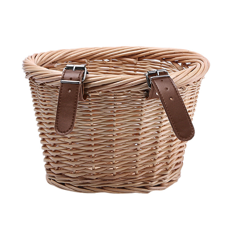 Woven Storage Basket with Reinforced Leather Handles Bowlift
