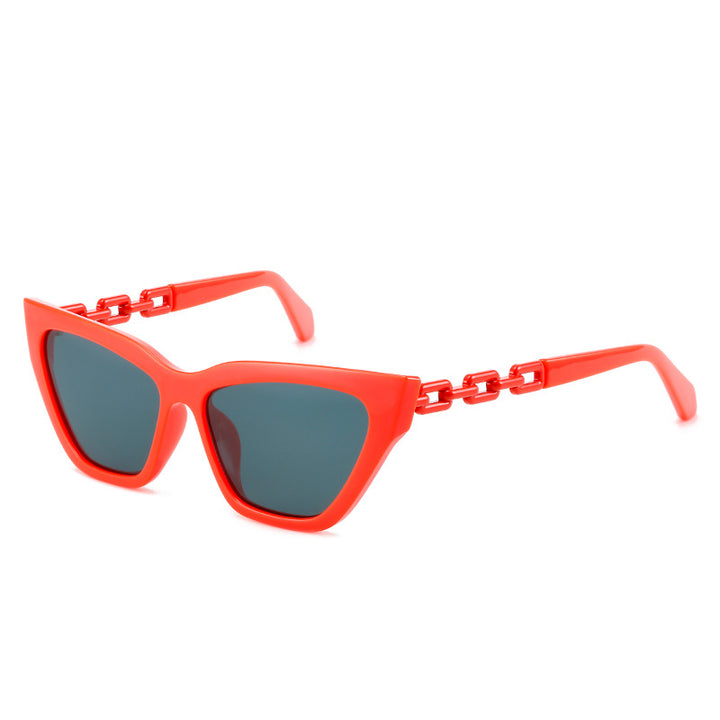 Women's Cat-Eye Sunglasses with Modern Chain Frame Bowlift