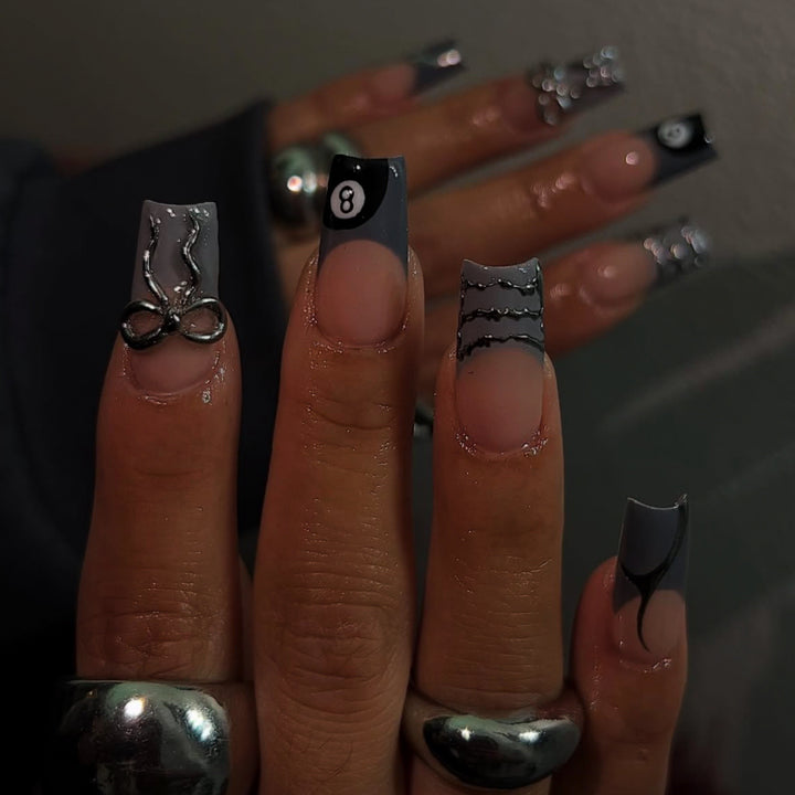 Artistic Patterned Press-On Nail Art Bowlift