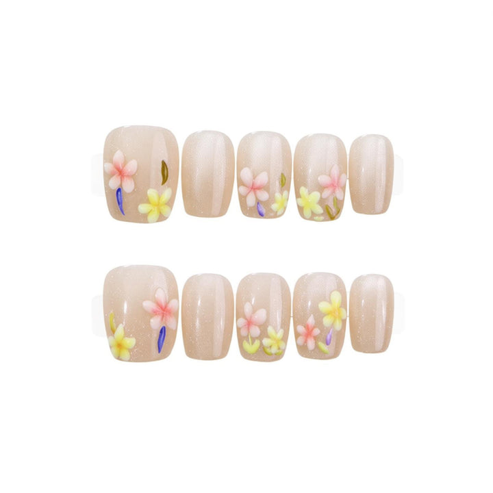 Creatively Designed Floral Press-On Nail Set Bowlift