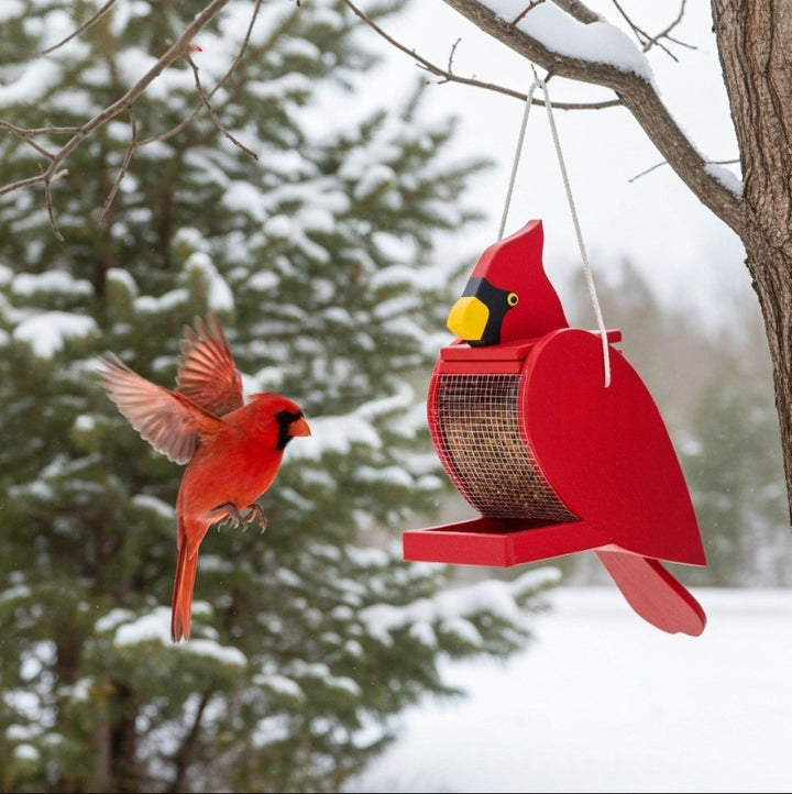 Cardinal-Shaped Bird Feeder Bowlift