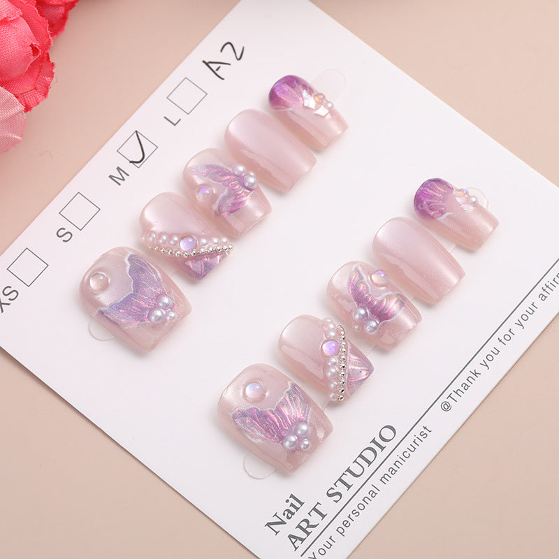 Artistic Press-On Nail Set Bowlift
