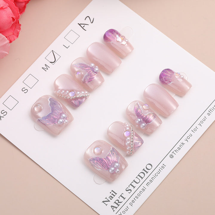 Artistic Press-On Nail Set Bowlift