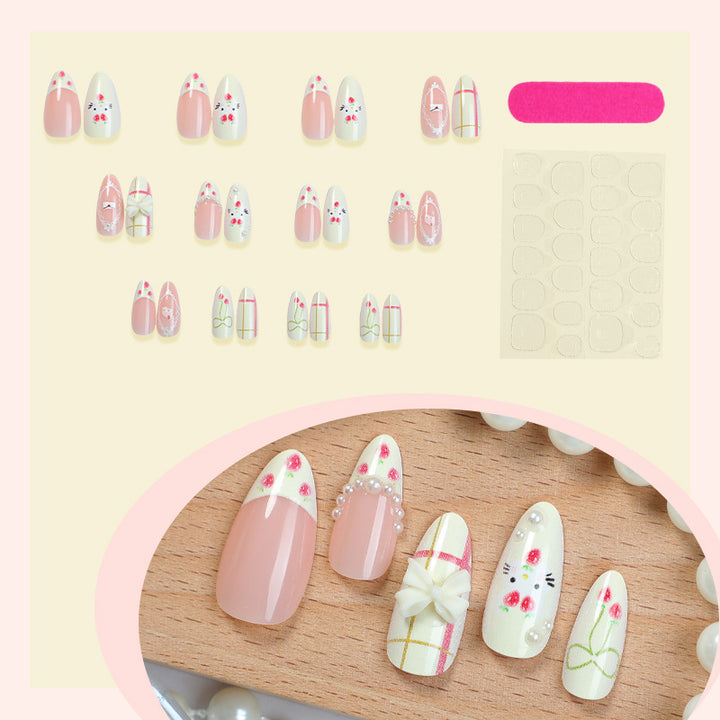Artistic Decorative Press-On Nail Set Bowlift
