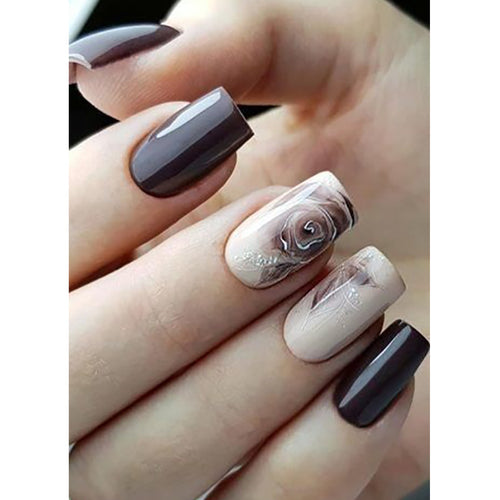Elegant Floral Design Acrylic Press-On Nails Bowlift