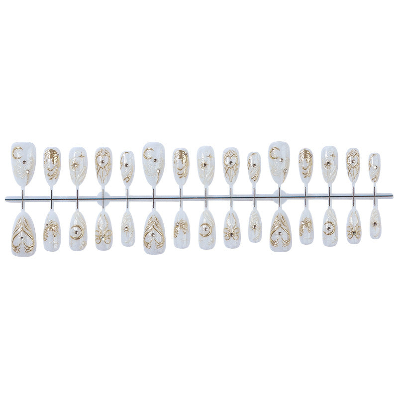 Premium Decorative Press-On Nail Art Set with Glamorous Accents Bowlift