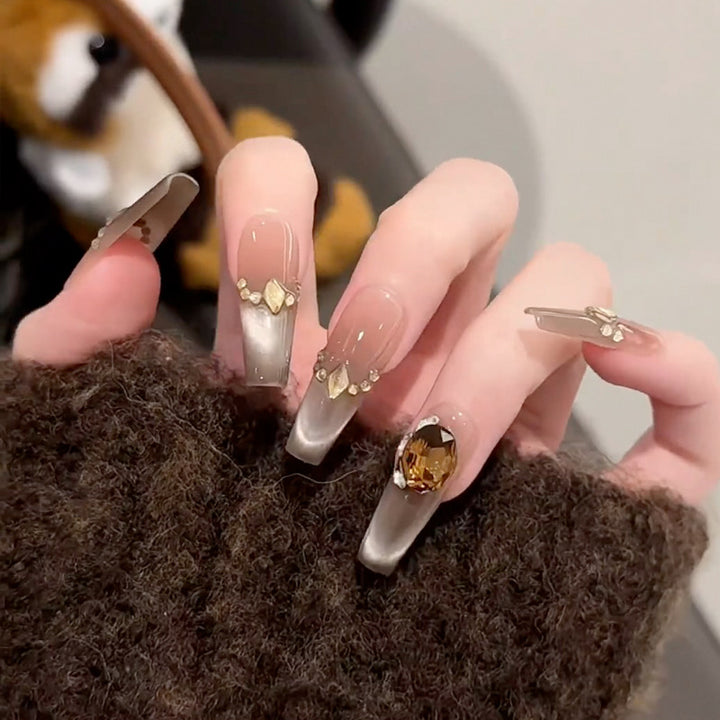 Premium Long Almond-Shaped Press-On Nails Bowlift