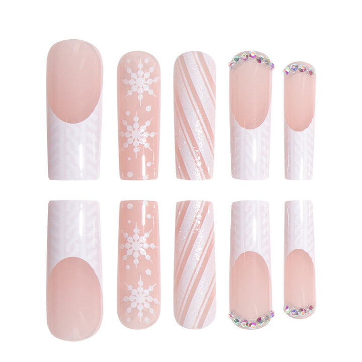 Artistic Snowflake-Inspired Press-On Nails Bowlift