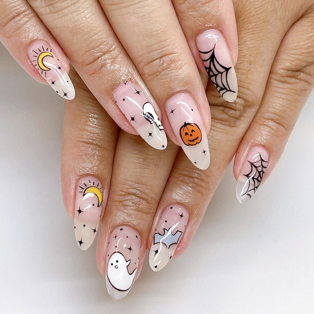 Creative Halloween Nail Art Set with Spider and Ghost Design Bowlift