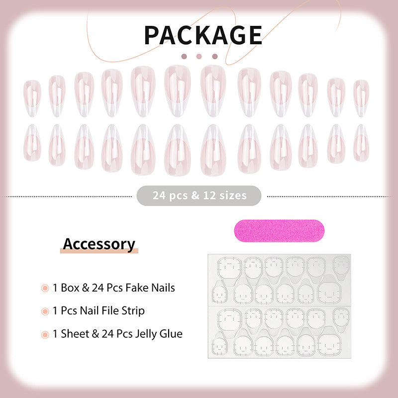 Artificial Nail Tips with Elegant French-Tip Design Bowlift