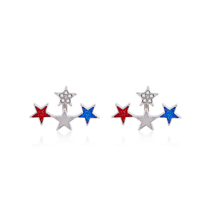 Women's lightweight star earrings with enamel flag design and fishhook Bowlift