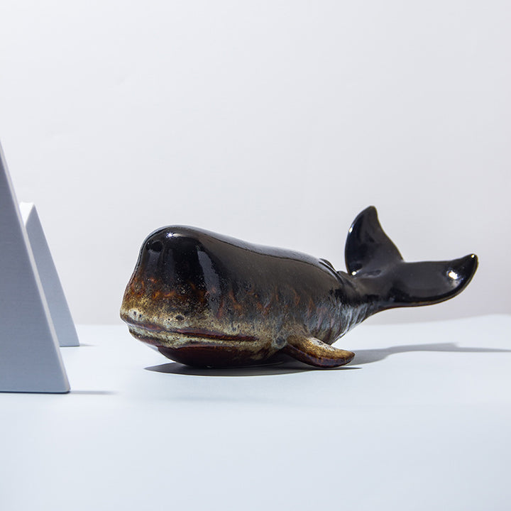 Artistic Whale-Shaped Ceramic Figurine