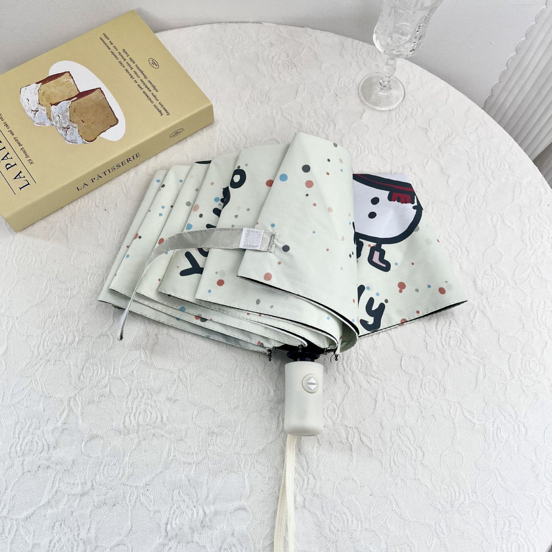 Women's Automatic Folding Umbrella with Cheerful Snowman Design Bowlift