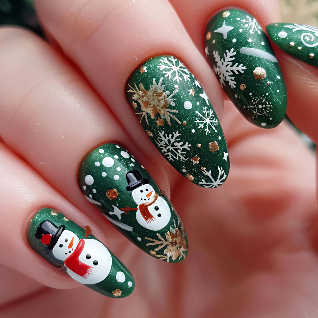 Artificial nails with festive snowman design Bowlift