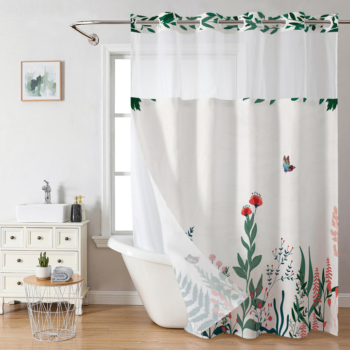 Botanical Floral Art Shower Curtain Bowlift