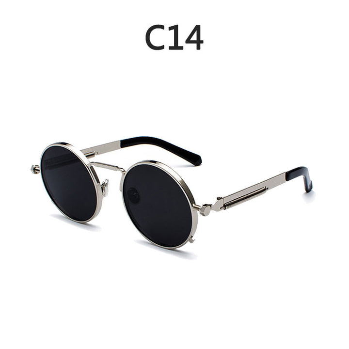 Ladies Round Metal Sunglasses with Mirrored Lenses Bowlift