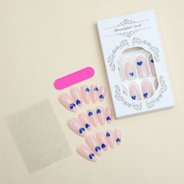 Acrylic nail set with stylish heart designs Bowlift