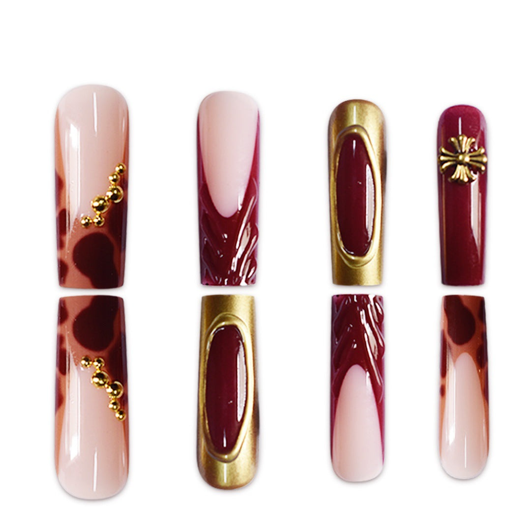 Artistic Long Press-On Nails with Elegant Accents Bowlift