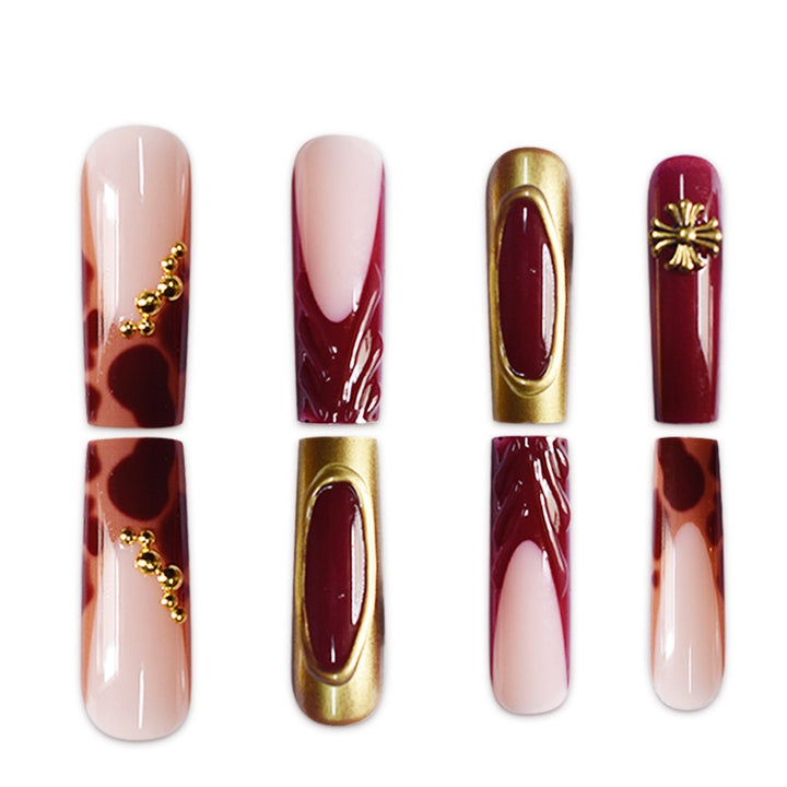 Artistic Long Press-On Nails with Elegant Accents Bowlift