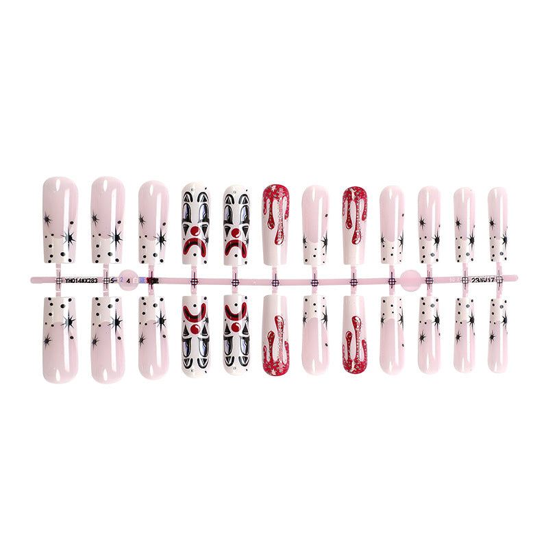 Artistic Press-On Nail Set with Creative Halloween Designs Bowlift