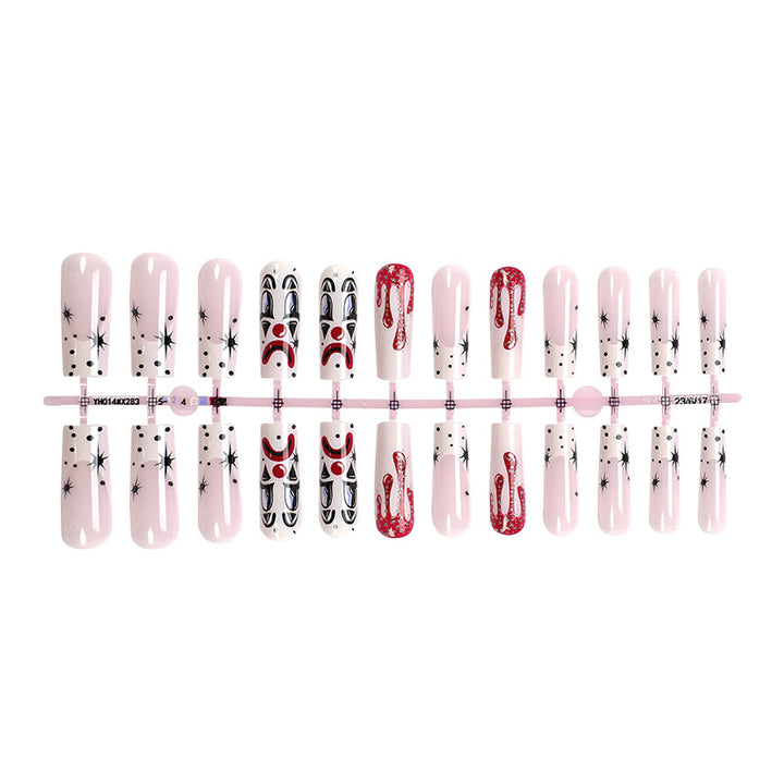 Artistic Press-On Nail Set with Creative Halloween Designs Bowlift