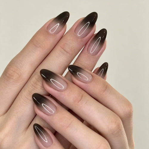 Elegant artificial nails with high-gloss finish and ombre effect Bowlift