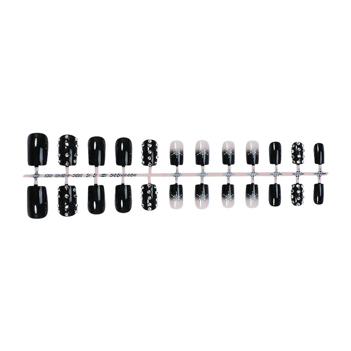 Decorative Press-On Nail Set with Gem Accents Bowlift