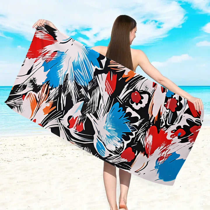 Beach towel with floral watercolor design Bowlift