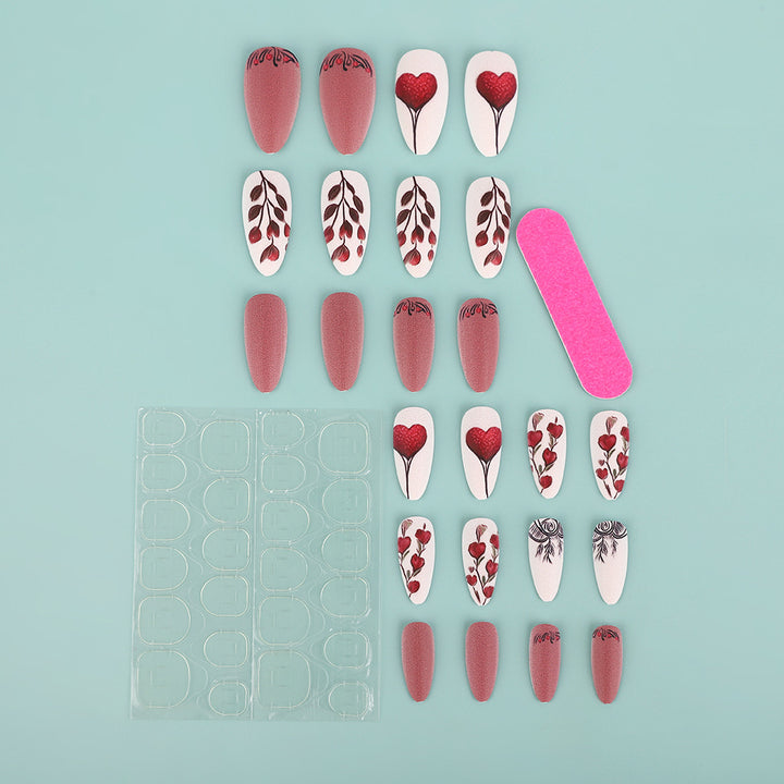 Artificial Nail Set with Romantic Heart Design Bowlift