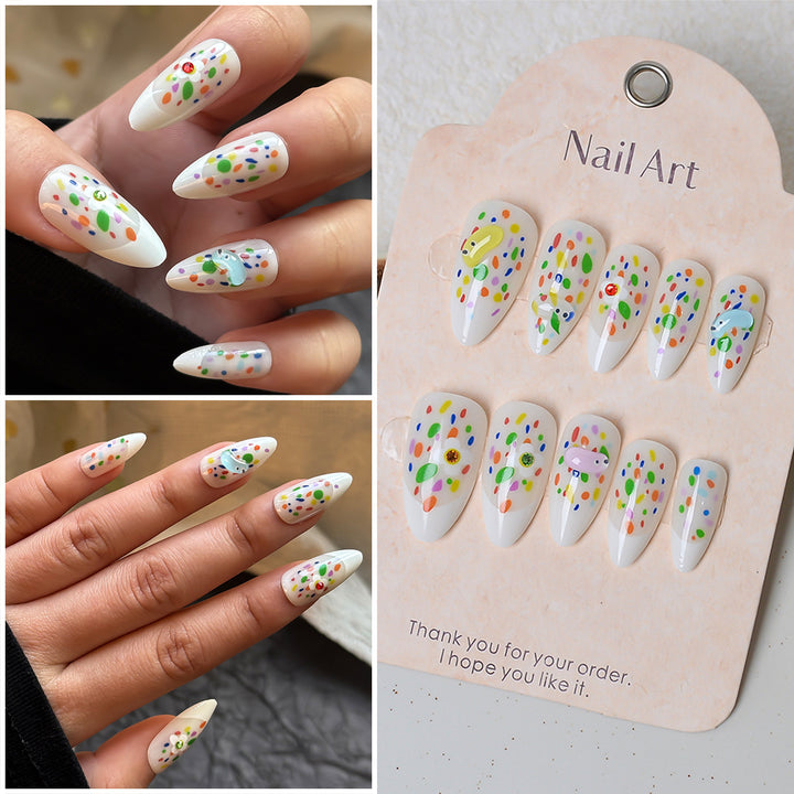 Colorful Artistic Press-On Nail Set Bowlift