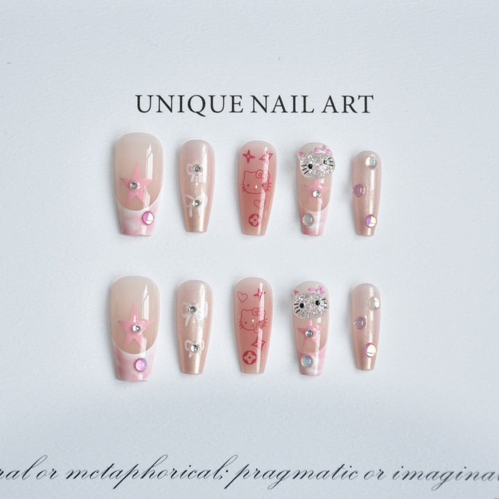 Creative Character-Themed Press-On Nail Art Bowlift