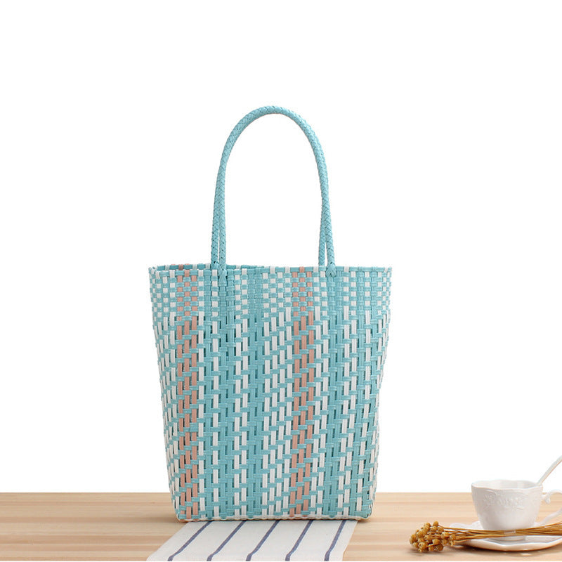 Braided Tote Bag with Geometric Design Bowlift