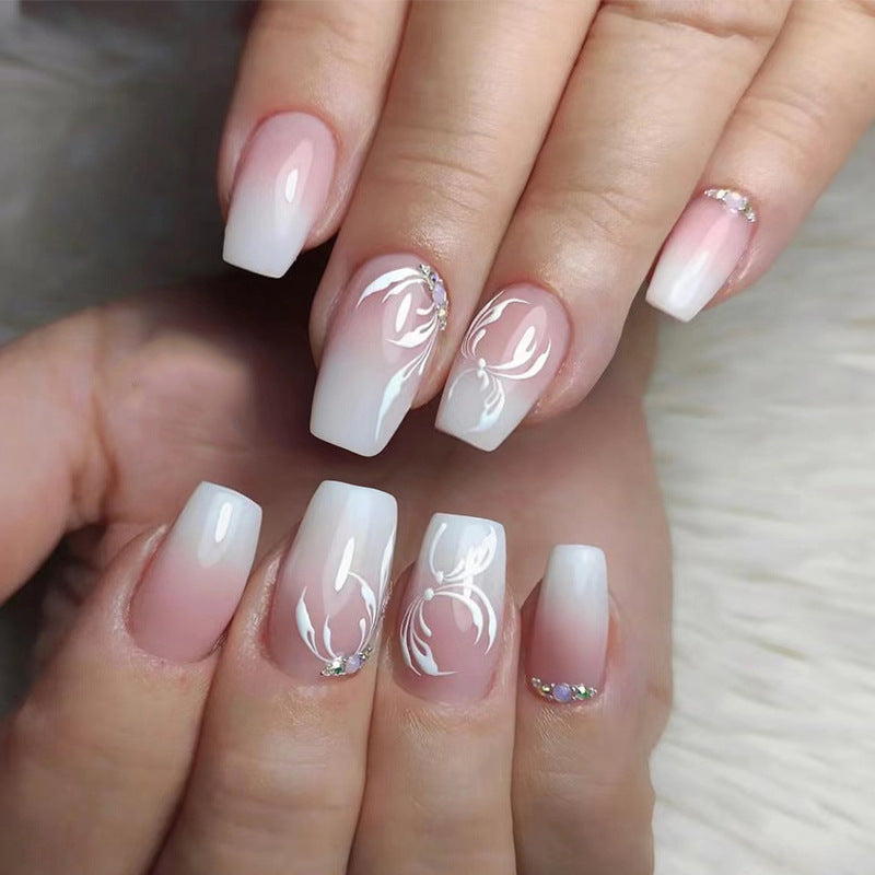 Artful Nail Extensions with Elegant Ombre Design Bowlift