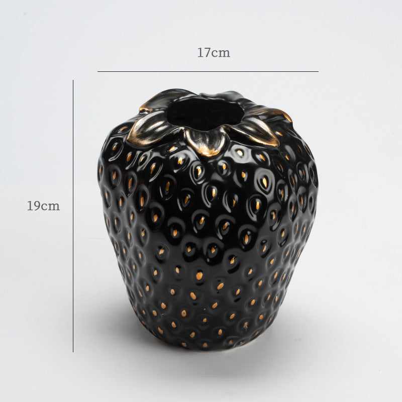 Strawberry-Shaped Decorative Ceramic Vase